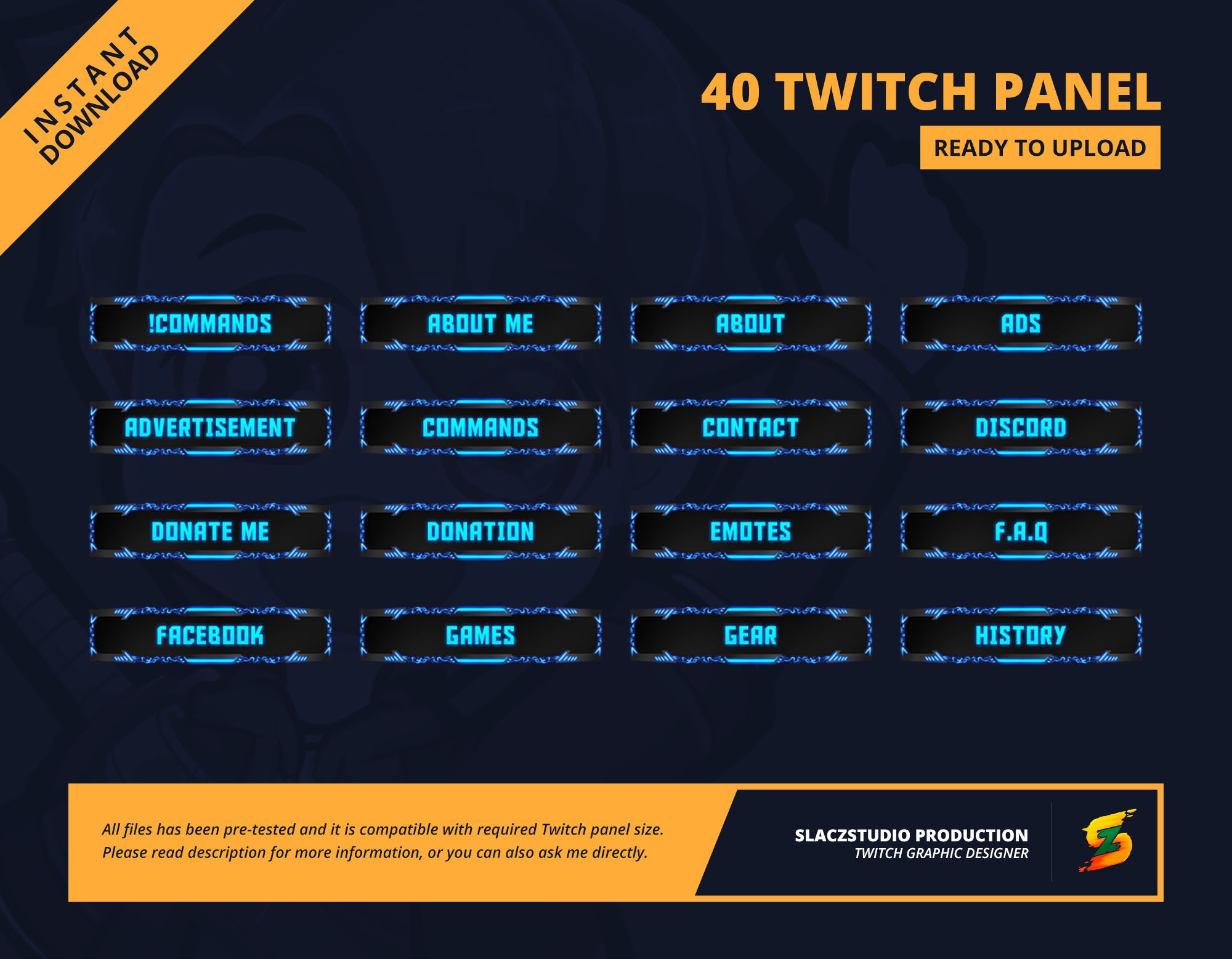 Twitch Panel Blue Neon Arch Panel Etsy