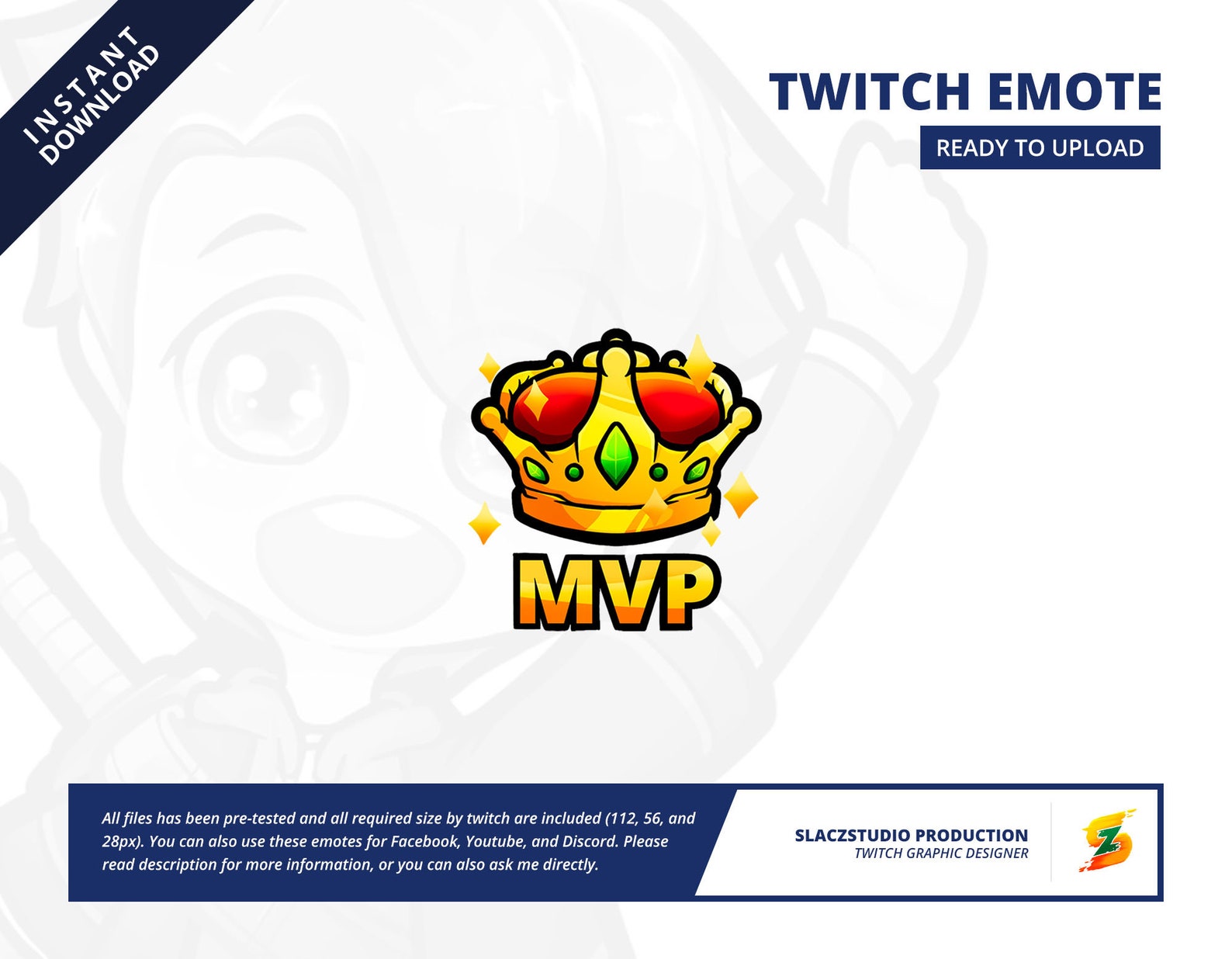 TWITCH EMOTE Single Emote Crown Emote Golden MVP Crown | Etsy