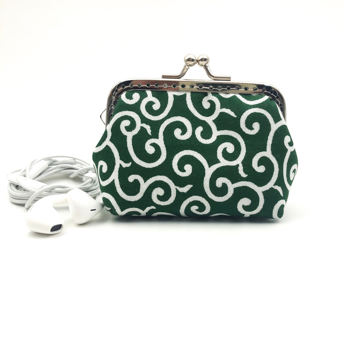Japanese Coin Purse Japanese Coin Pouch Green Kisslock Etsy