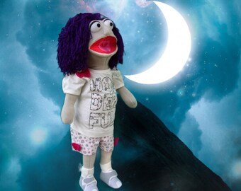 For Mothers Day and Passover... Boy with Purple Hair. Professional Full Body Ventrologist Puppet, Sesame Street Style Puppet