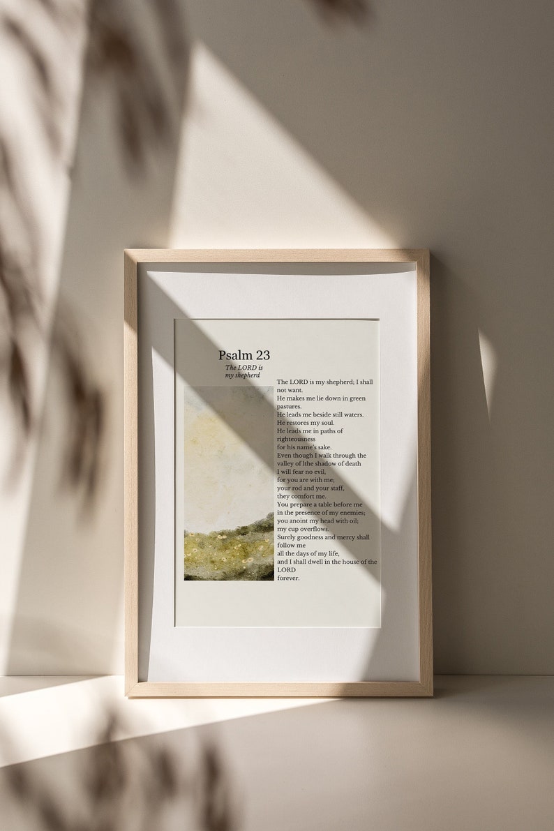 Psalm 23 Scripture Wall Art, Wall Decor, Sign, Digital Download, Bible Verse Print, Christian