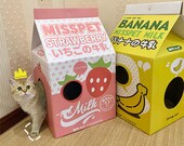 Milk Carton House for Cats, Cat House Scratcher Cute Milk Carton Cat Furniture