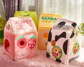 Cute Japanese Style Milk Carton House for Cats Soft Cozy Cat Bed