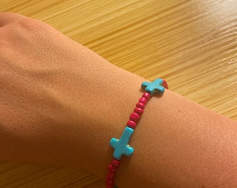 Turquoise Cross Beaded Bracelet