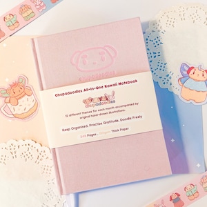 Kawaii Bunny Sushi Journal,rabbit Journal Book,color Pages,kawaii Notebook,soft  Leather Cover Planner,magnetic Buckle Notebook,stationery 