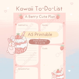 Kawaii To Do List Printable, Kawaii Printable Planner , Kawaii Digital Planner, Pink Aesthetic Cute Desk Organiser , Instant Download Print