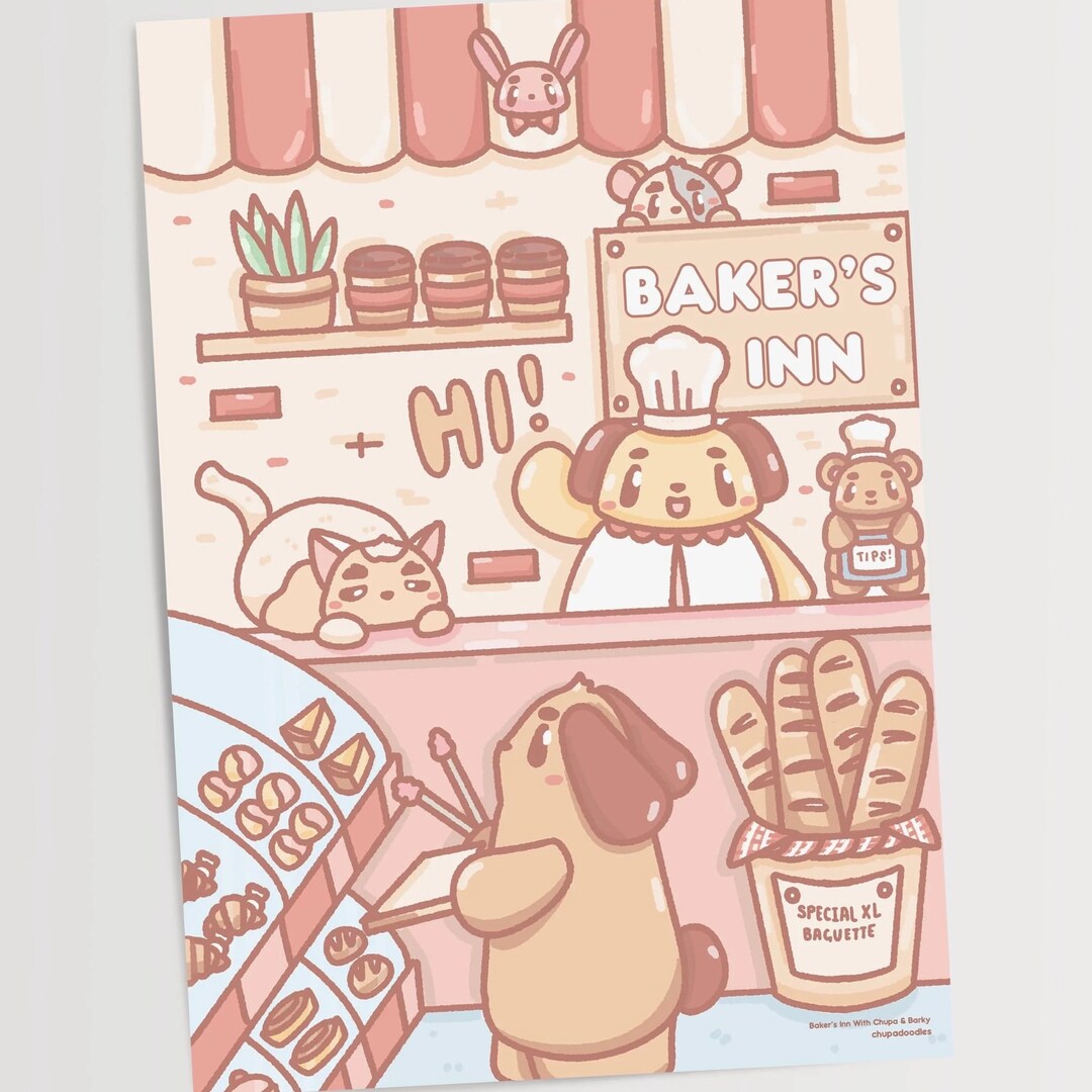 Kawaii Wall Art , Original Art Prints , Childrens Art Prints , Kawaii