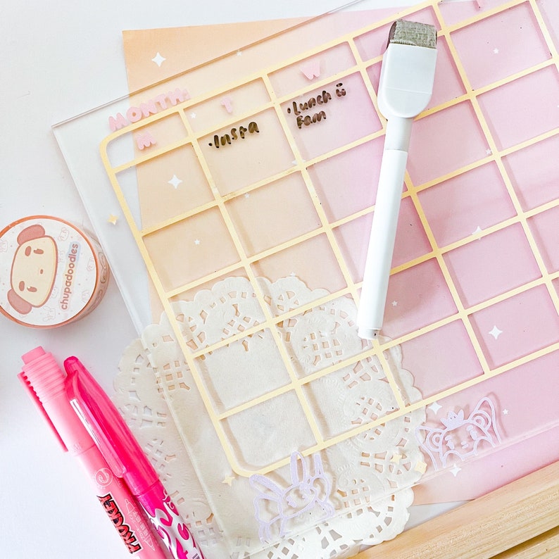 Monthly A4 Reusable Desk Calendar Acrylic Kawaii Calendar Etsy