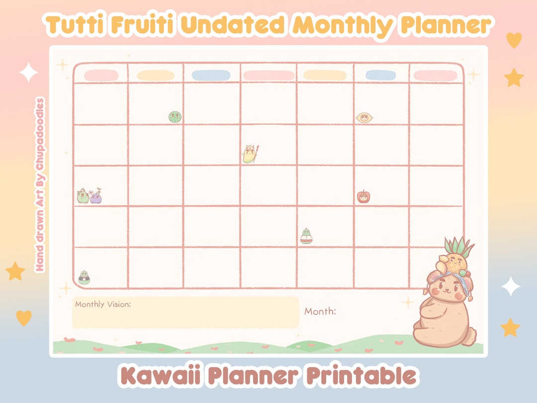 Fruit Theme Kawaii Planner Printables Kawaii Printable Etsy