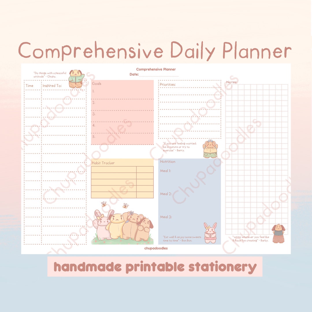 Kawaii Printable Planner Digital Daily Planner Kawaii - Etsy Australia