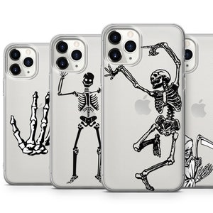 Skeleton Bones Funda de teléfono Funda de calavera estética para iPhone 15 15Pro Max 14Pro 13Pro 12 Samsung S24 S23 S22 Google Pixel 8 8Pro 8A 7A 7Pro 7