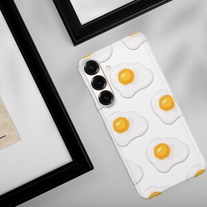 Fried Egg Phone Case Egg Cover For Samsung S25 FE S25 Edge S25 Ultra S24 FE S24 Ultra S23 FE S23 Ultra S22 S21 S20 A15 A16 A25 A26 A36 A56