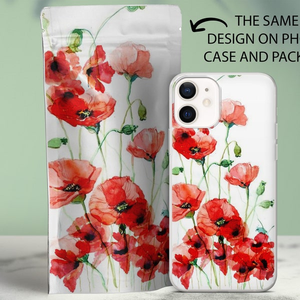 Red Poppy Phone Case Poppies Floral Case For iPhone 15 15 Pro Max 14 Pro 13 Pro Max 12 Samsung S24 S23 S22 S21 FE Google Pixel 8 7A 7 Pro 6