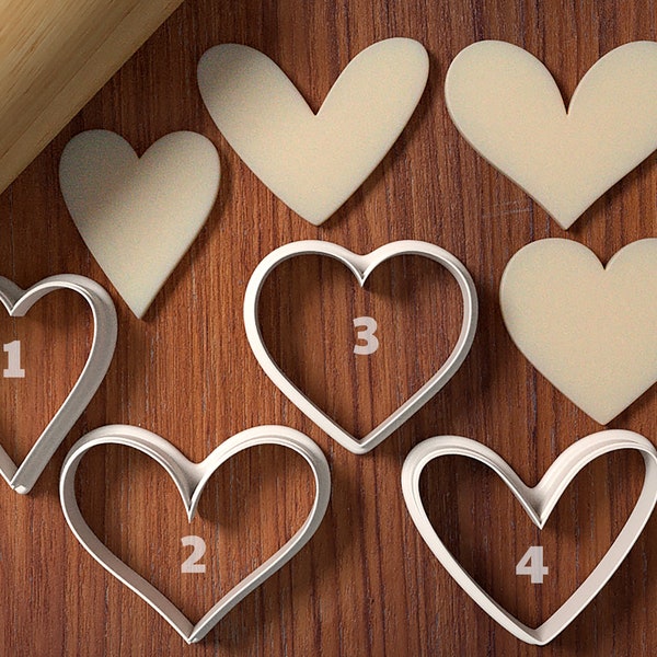 Ensemble Rustic Hearts Cookie Cutter - Emporte-pièce et Coupe-fondant et Clay Cutter