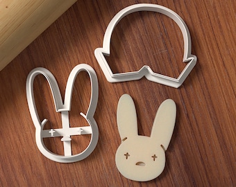 Bad Bunny Cookie Cutter Set | Bad Bunny with shades | Fondant Embosser | Cookie tool | Gift