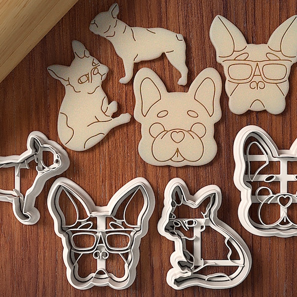 French Bulldog Cookie Cutter and Stamp Set - Frenchie Cookie Cutter - Bulldog Cookie Cutter - Cute Dog Cookie Cutter - Baker Dreams