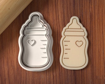 Baby Bottle Cookie Cutter And Stamp Set - 3D Printed Cookie Cutter - Baby Shower Cutter - Baby Cookie Cutter