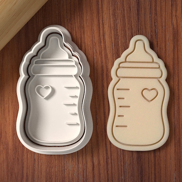 Baby Bottle Cookie Cutter And Stamp Set - 3D Printed Cookie Cutter - Baby Shower Cutter - Baby Cookie Cutter