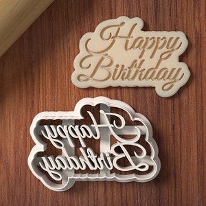 Happy Birthday Ausstechform und Stempel | Kalligrafie Ausstechform | Geburtstagsgeschenk
