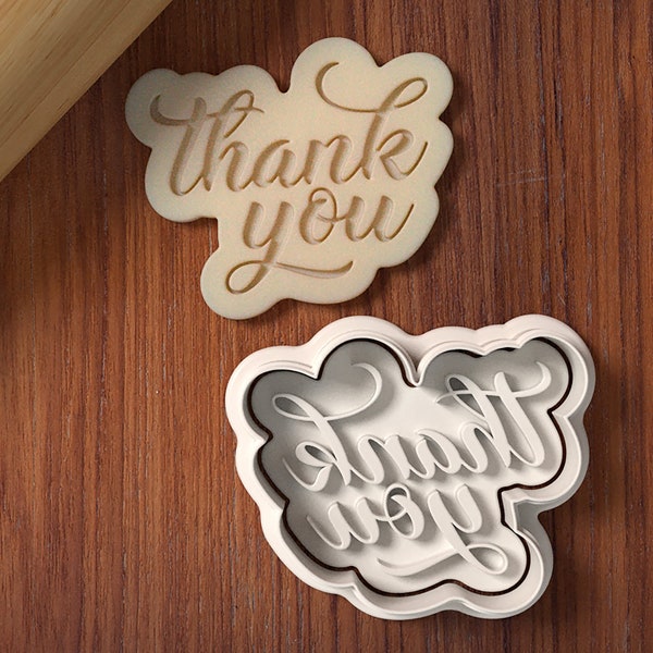 Thank You Cookie Cutter and Stamp Set - 3D Printed Cookie Cutter - Christmas Cookie Cutter - Word Cookie Cutter
