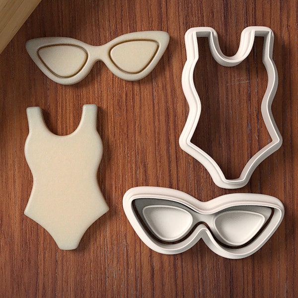 Sunglasses Swimsuit Cookie Cutter and Stamp Set - Sunglasses Cookie Cutter - Swimsuit Cookie Cutter - Party Cookie Cutter - Baker Dreams