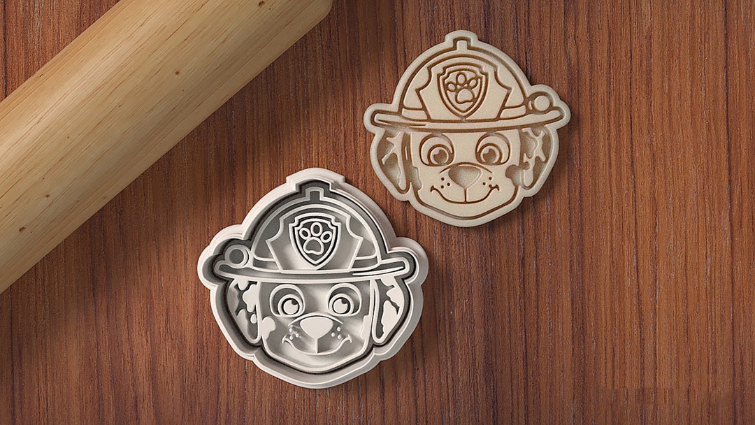 Cartoon Character Marshall Cookie Cutter and Stamp Set Rocky Zuma Ryder ...