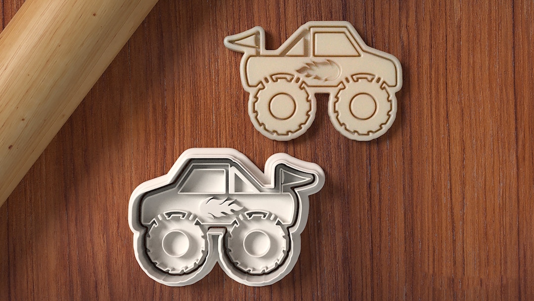 Monster Truck Cookie Cutter and Stamp Set Truck Cookie Cutter Fondant Cutter Clay Cutter Etsy