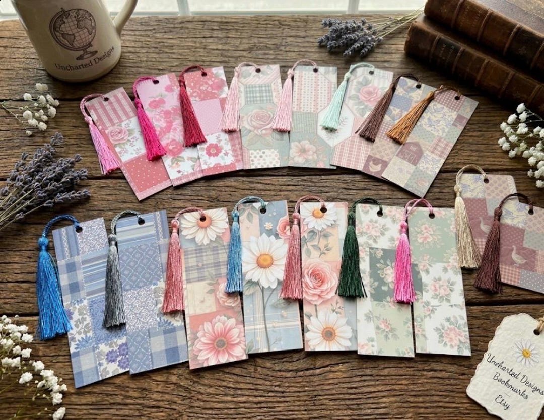 Handmade Quilted Patchwork Bookmarks | Heavy 130lb Cardstock With ...