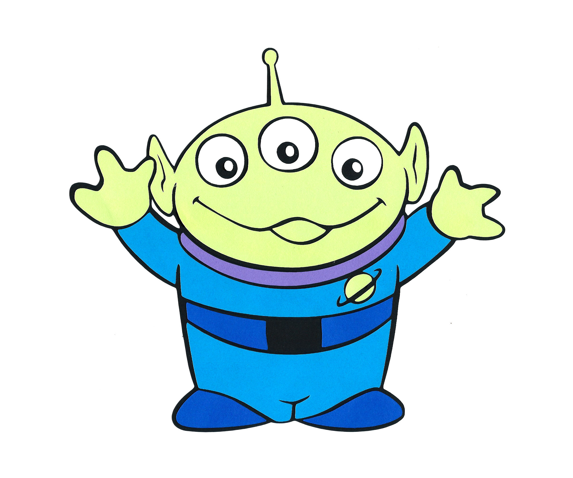 Little Green Men Alien PAPER SIGN hand glued Disney Toy Story Pizza  Planet Buzz Lightyear of Star Command eyes The Claw