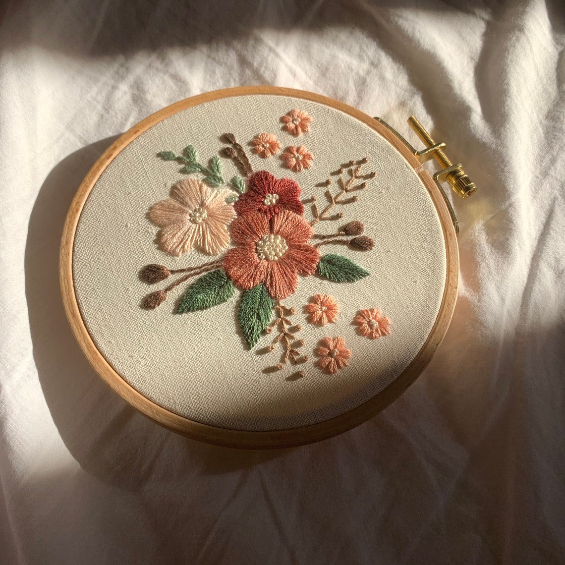 Handmade embroidery wall hanging floral picture flower Etsy