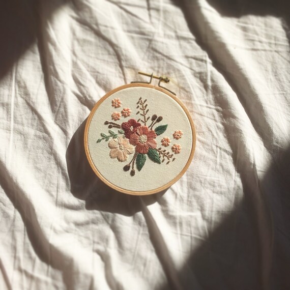 Handmade embroidery wall hanging floral picture flower  etsy