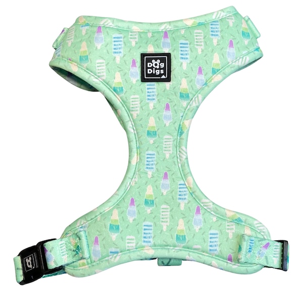 Mint Green Ice Lolly Dog Harness - Comfortable XS Small to XL Large Sizes - Ice Cream Summer Pattern Print  - Adjustable Neck and Chest