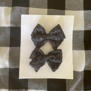 Halloween bows, spider web bow, spider bow, black hair bow, toddler bow, pigtail bows