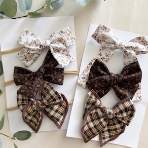 Fall hair bows, oversized bow, autumn hair bows, girls bows, set of bows