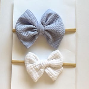 Blue baby bow, solid white bow, bows for girls, toddler bows