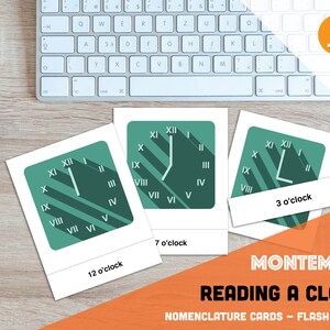 Leggere un orologio - Come leggere l'ora Schede con nomenclatura in 3 parti - Esercizi sui numeri romani - Flashcard - Download immediato PDF stampabile