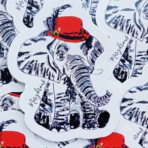 Elephant Sticker: Eleonora with Top Hat - Original Art