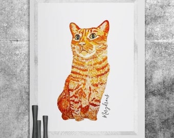 Custom Cat portrait handpainted with pastel colours on Pastel Mat from Photo.
