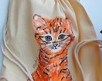 BACKPACK: animals. Cotton backpacks with a unique print based on handpainted fluffy animals.