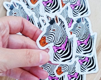 Cute zebra sticker: Zach. Original art sticker. Wildlife lovers.