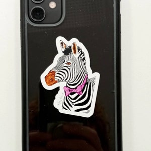 Cute zebra sticker: Zach. Original art sticker. Wildlife lovers. image 3