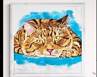 Custom CAT Portrait,  Handpainted on canvas.