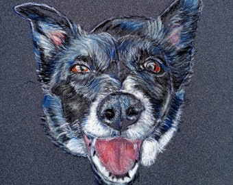 Custom Dog Portrait,  HANDPAINTED with pastel colours. Personalized gift.