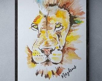Wildlife prints from original paintings: LION