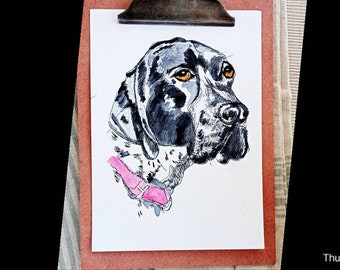 Dog breed prints from original handpainted original watercolor of each breed. English Pointer.