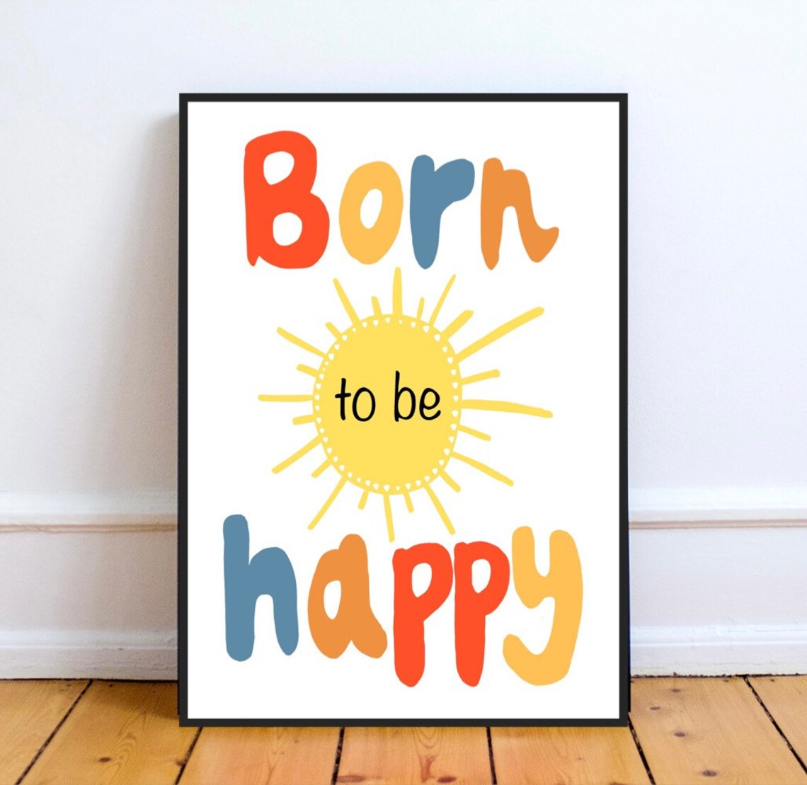 BORN TO BE Happy Print Various Colours New Baby Gift - Etsy