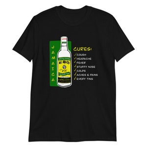 Jamaicaanse witte Rum front design shirt Cure all Rum Overproof Alcohol Rasta cure alle Unisex
