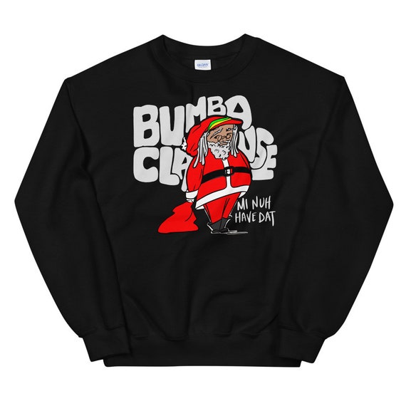 Bumba Clause Crewneck Sweatshirt Black Santa Jamaican Santa -