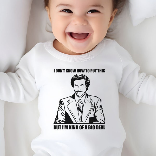 Funny Baby Onesie®, KIND Of A BIG DEAL, Baby Bodysuit, Ron Burgundy Onesie®, Comedy Baby Onesie®, Baby Onesie®, Baby Apparel, Anchorman