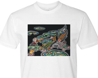 Koi Fish Shirt, KOI PADS, Koi Lover Shirt, Wearable Art, Painting On Shirt, Unisex, Short Sleeve, Gender Neutral, Koi Tee, Koi Fish Clothing